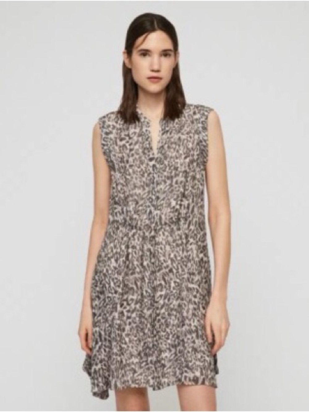 All Saints Womens Clari Kara Dress Animal Print Asymmetric Draped Lined